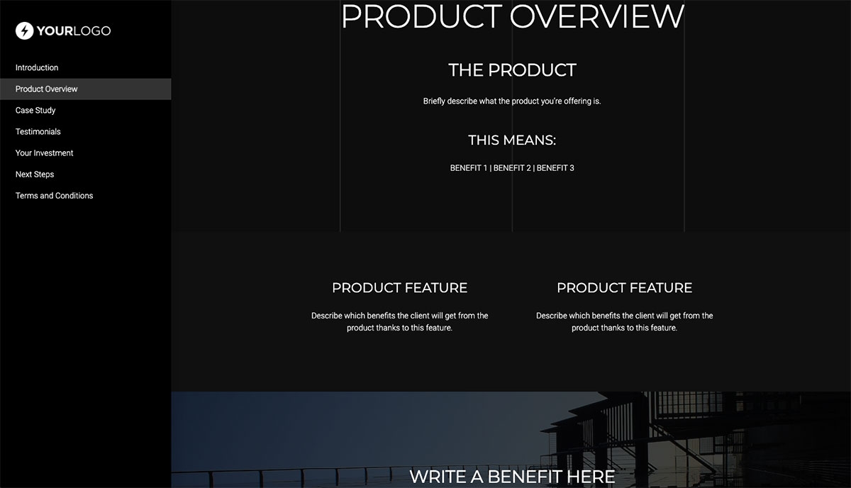 General Product Proposal Template - Black Slide 3
