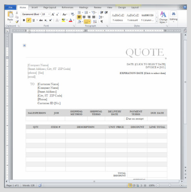 Quote in Microsoft Word looking messy and underwhelming