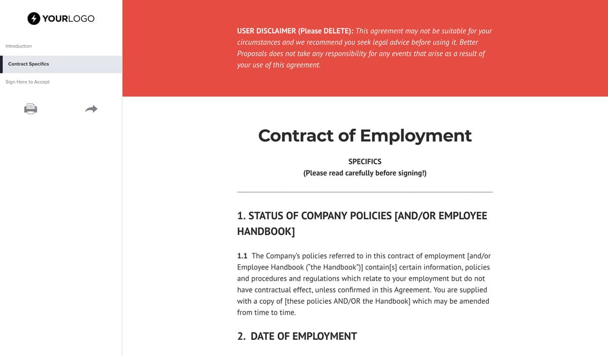 free employment contract template uk better proposals