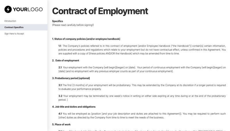 Employment Contract Template (UK) Slide 3