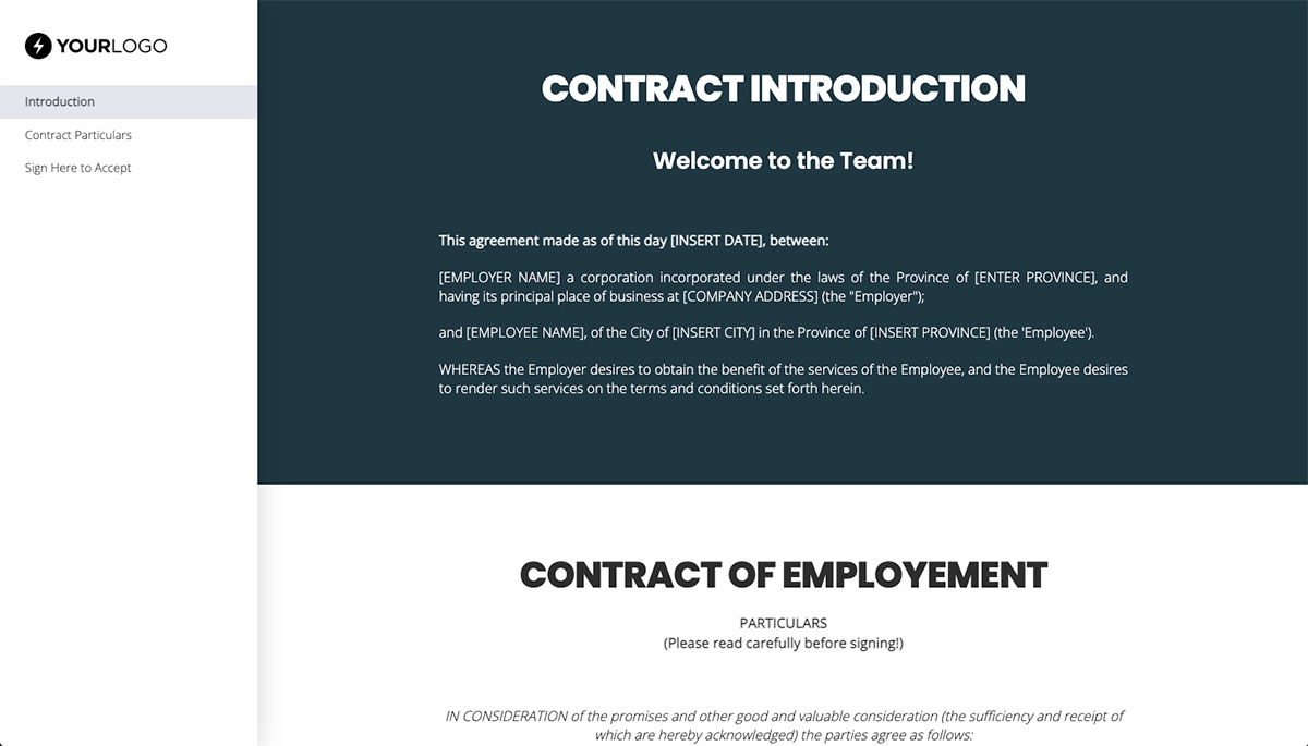 Employment Contract Template (US) Slide 2