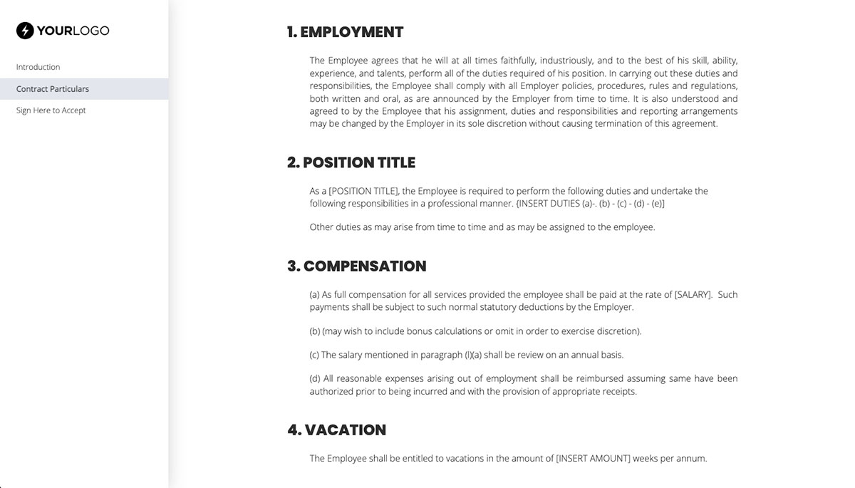 Employment Contract Template (US) Slide 3