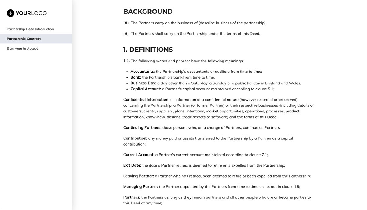 Partnership Contract Template (UK) - The Contract