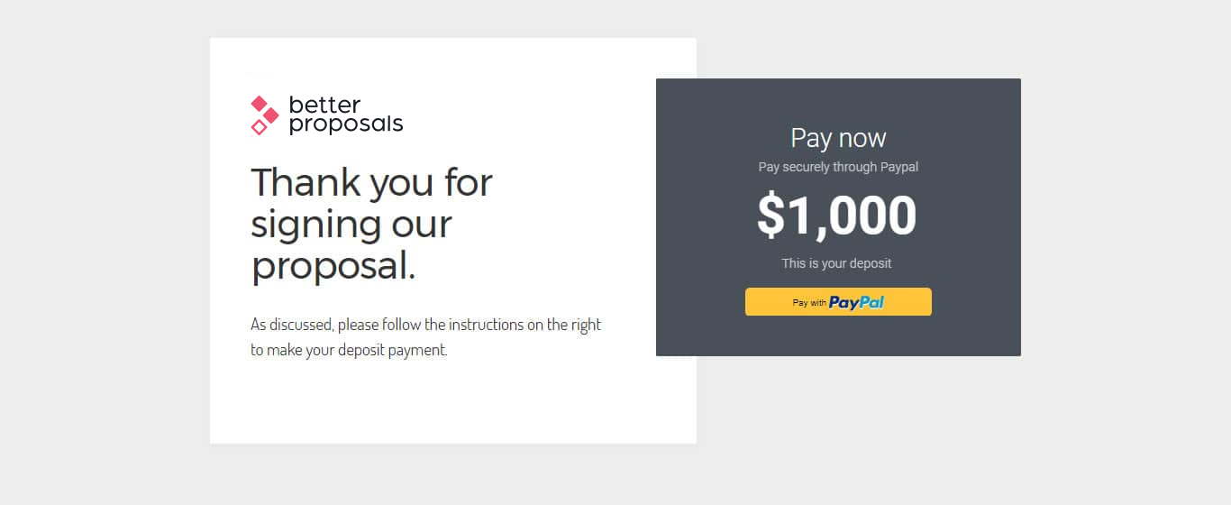 PayPal payment made on Better Proposals