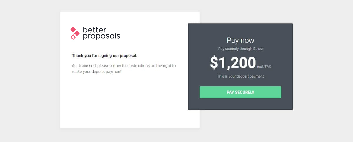 Stripe payment option on Better Proposals
