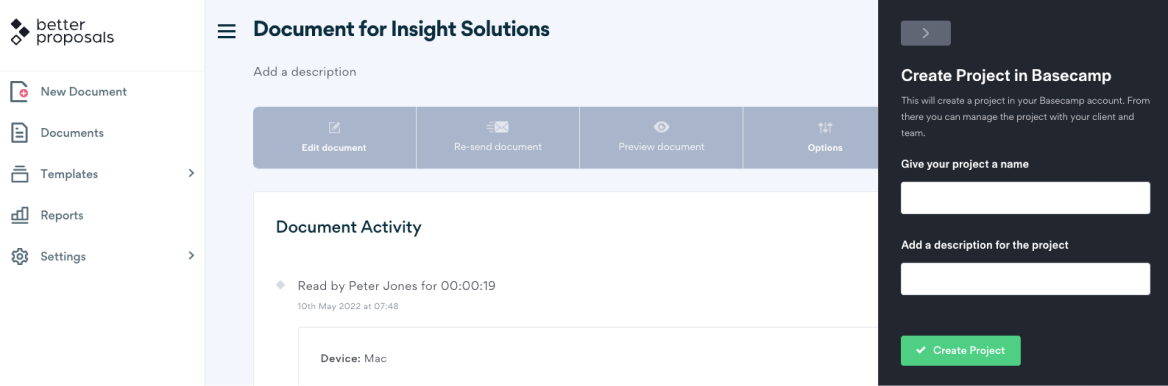 Connect Basecamp to Better Proposals - Step2