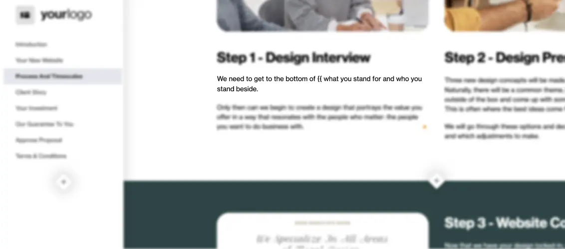 Merge tags are placeholders for details like your client's name, company, and email address. You add them to your template once, and Better Proposals fills them in with the right client's details every time you create a new proposal