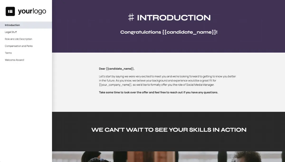 Social Media Manager Job Offer Template - Pre-Written Introduction