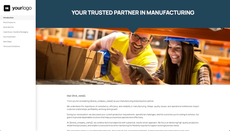 Manufacturing Proposal Template - Introduce your manufacturing services