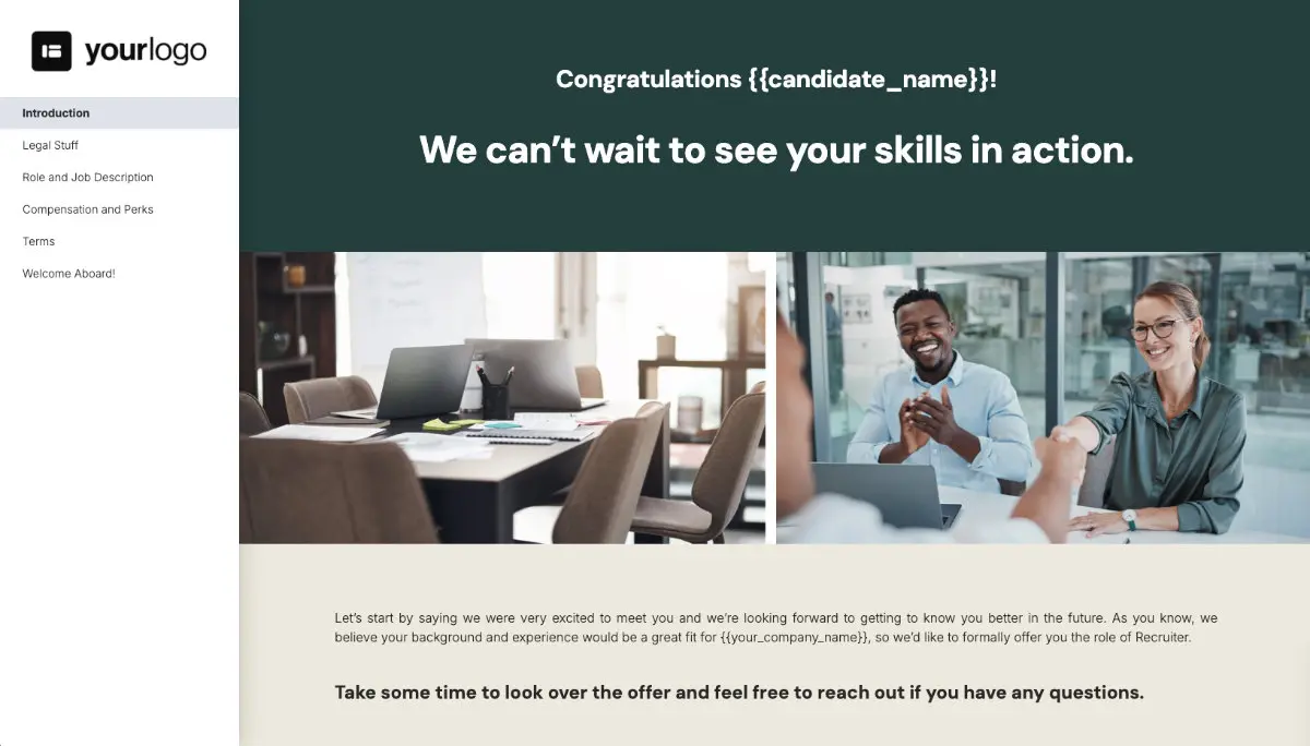 Recruiter Job Offer Template - Pre-Written Introduction