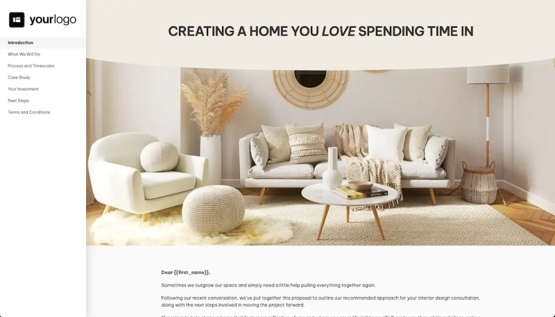 Interior Design Consultation Proposal Template - A persuasive introduction