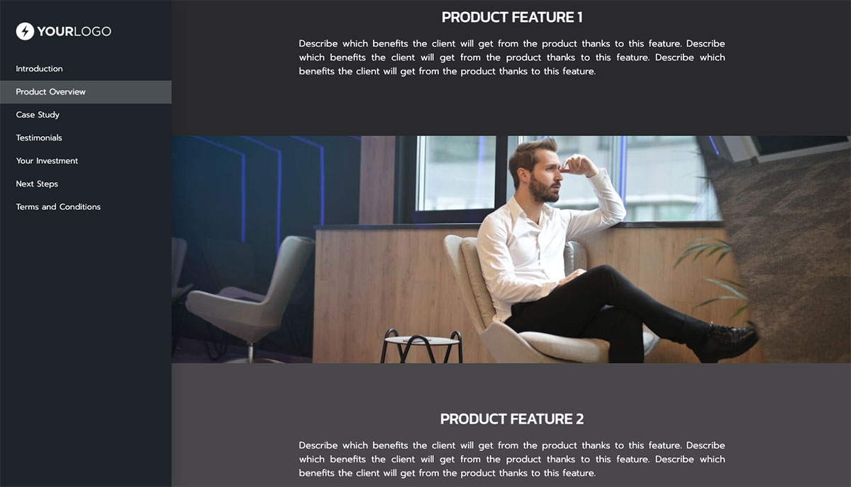 General Product Proposal Template - Dark Gray - Product overview