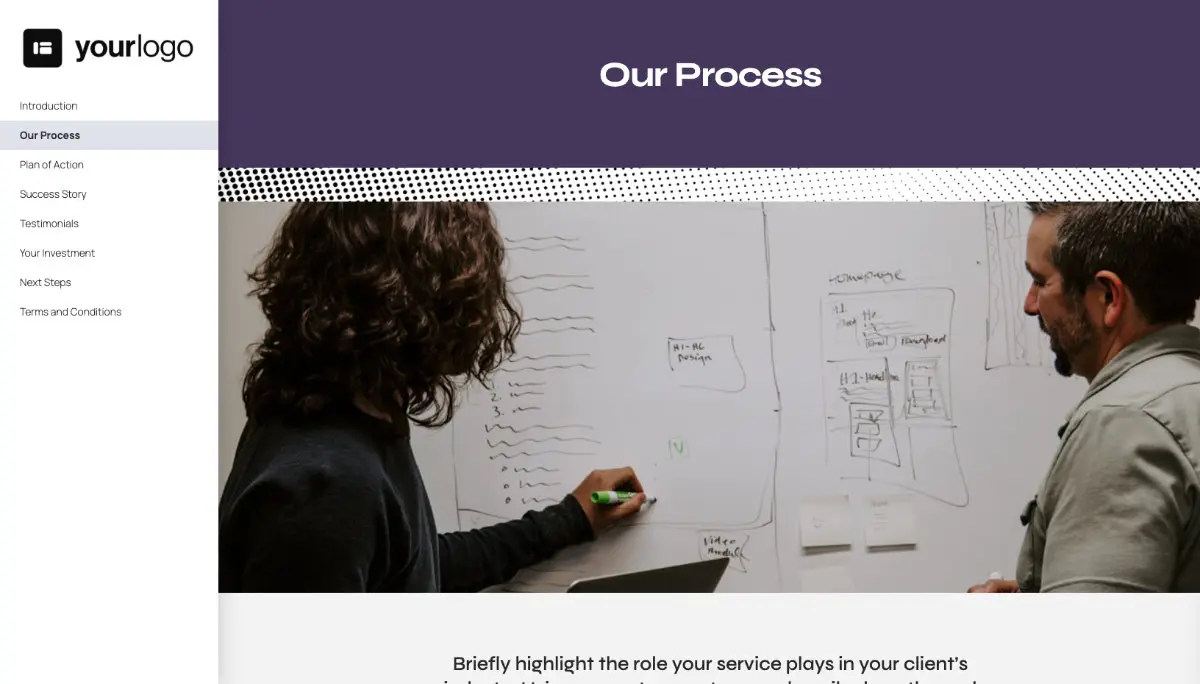 General Service Proposal Template - Dark Purple - A dedicated section for your process