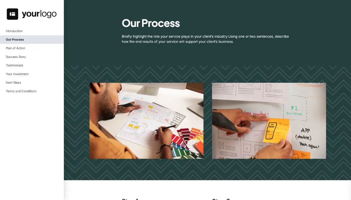 General Service Proposal Template - Green - A dedicated section for your process