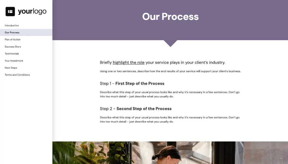 General Service Proposal Template - Medium Purple Slide 3