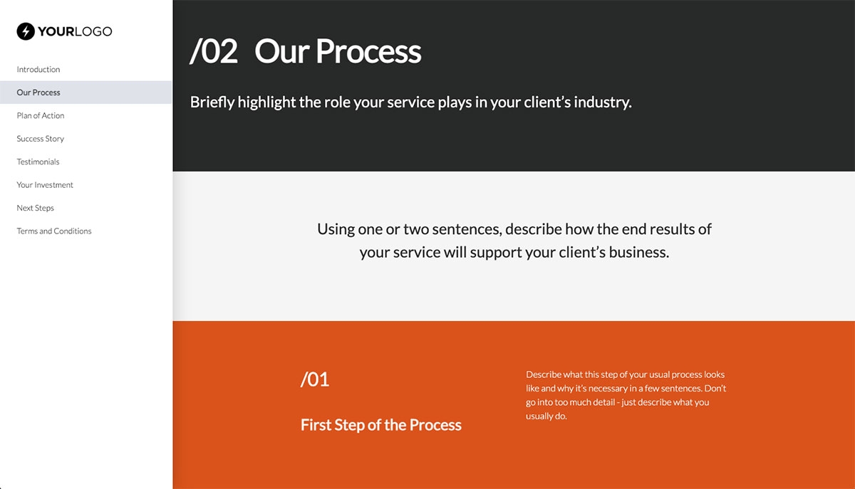 General Service Proposal Template - Dark Gray - A dedicated section for your process