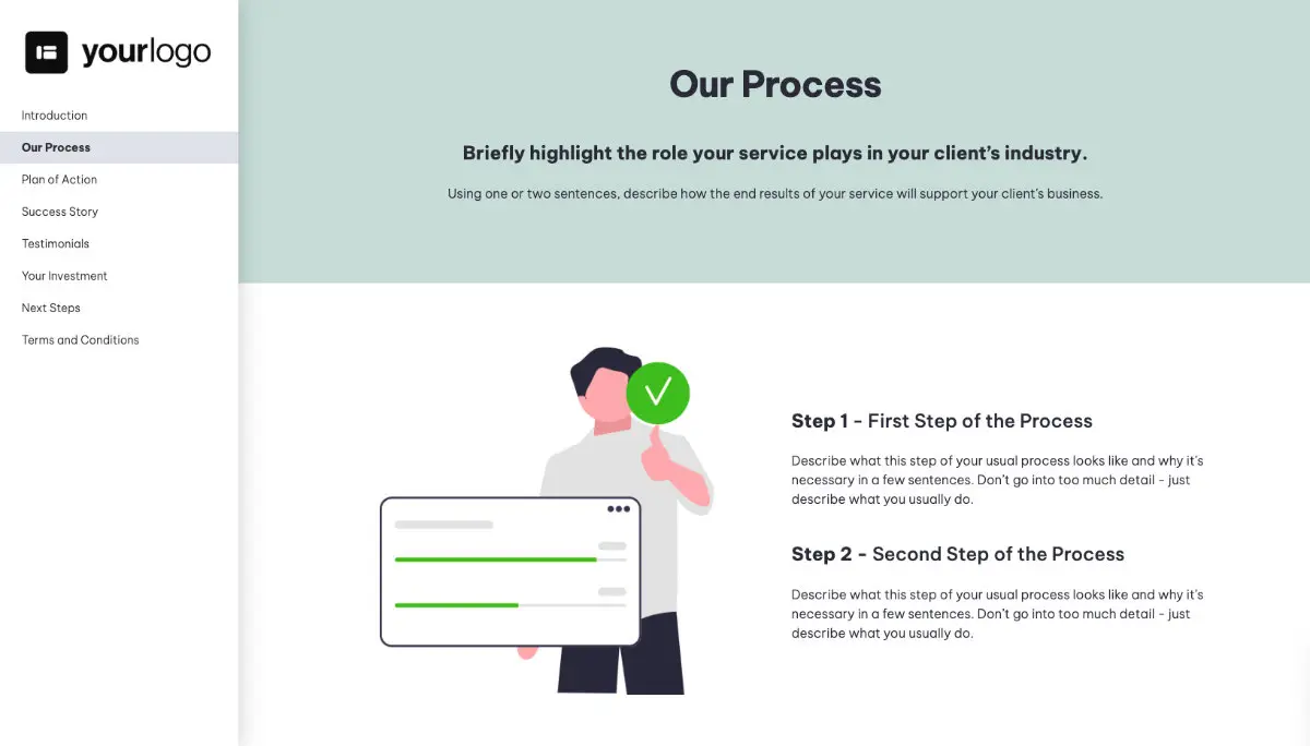 General Service Proposal Template - Moss Green - A dedicated section for your process