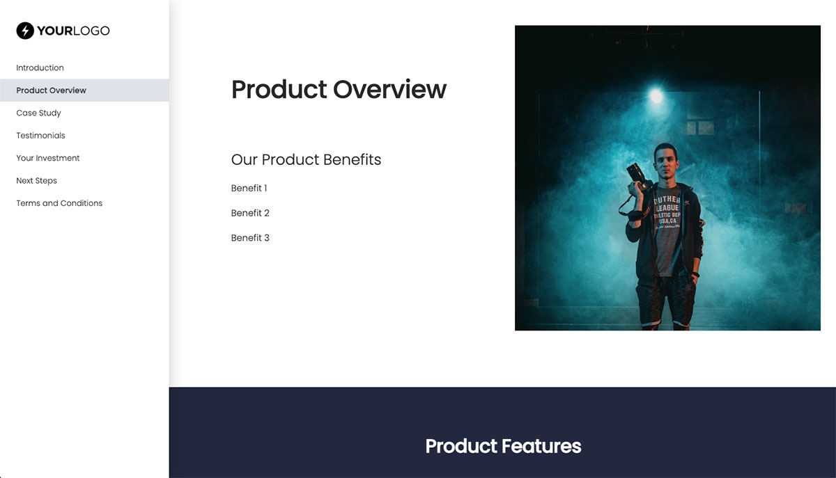 General Product Proposal Template - Deep Blue Slide 3