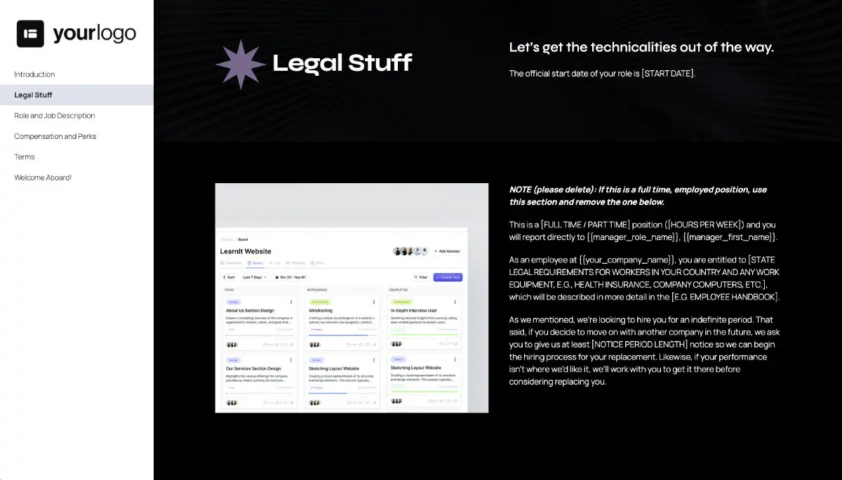 UI/UX Designer Job Offer Template - Employment Specifics