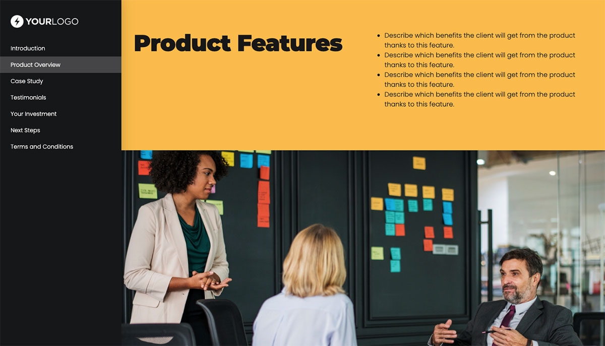 General Product Proposal Template - Deep Gray Slide 3