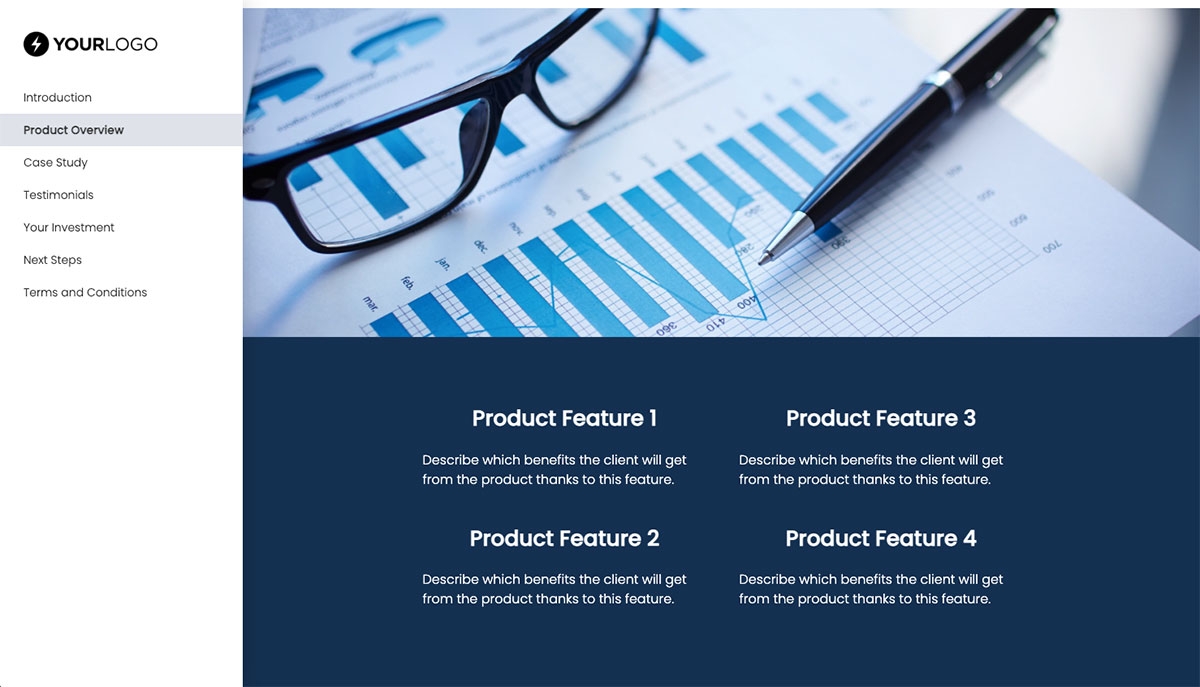 General Product Proposal Template - Medium Blue Slide 3
