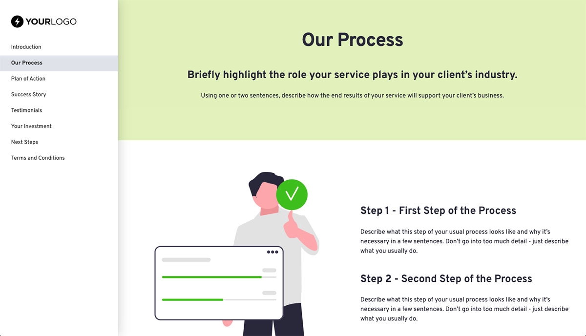 General Service Proposal Template - Bright Green - A dedicated section for your process