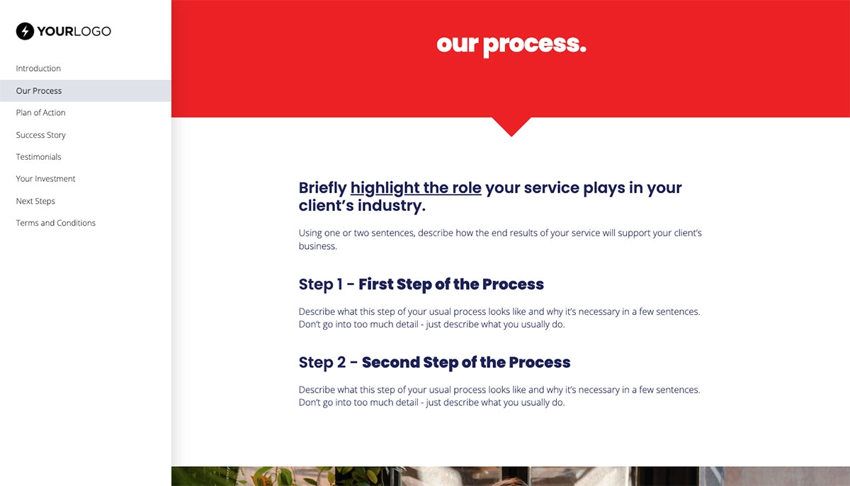 General Service Proposal Template - Bright Red - A dedicated section for your process