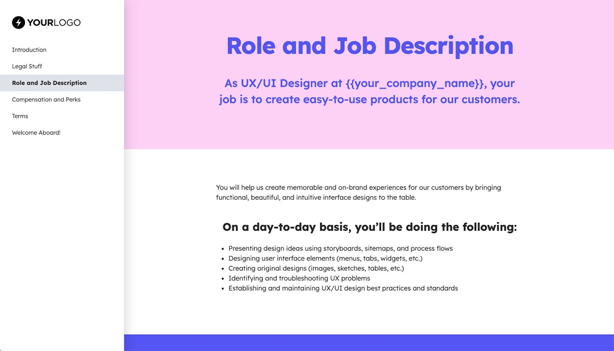 UI/UX Designer Job Offer Template - Role and Job Description