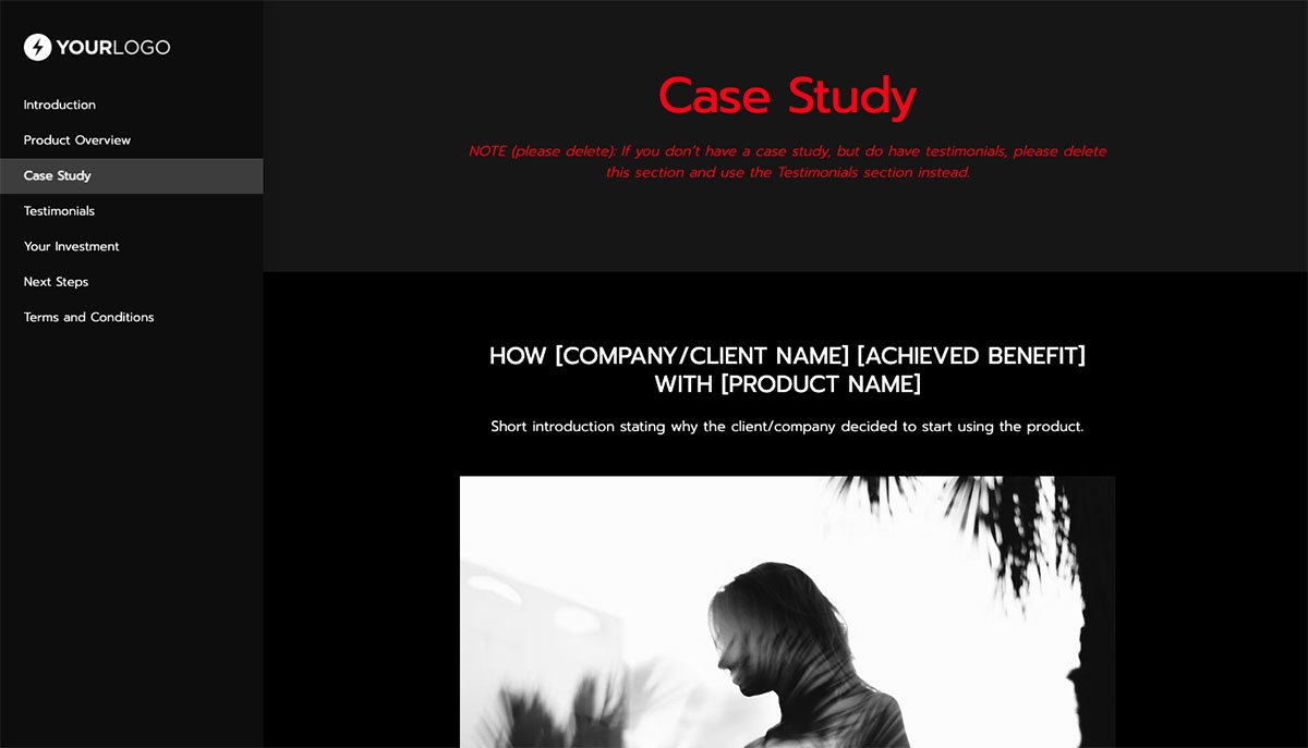 General Product Proposal Template - Black and White - A case study