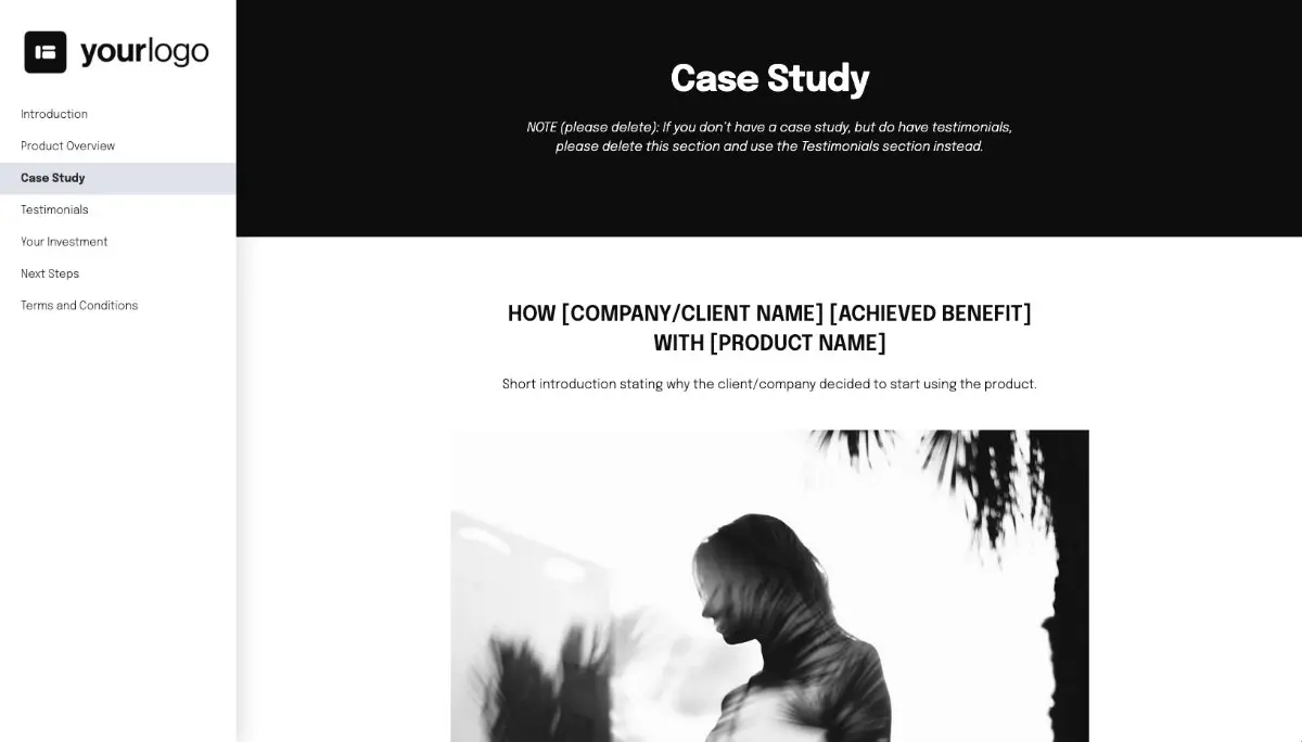 General Product Proposal Template - Black and White - A case study