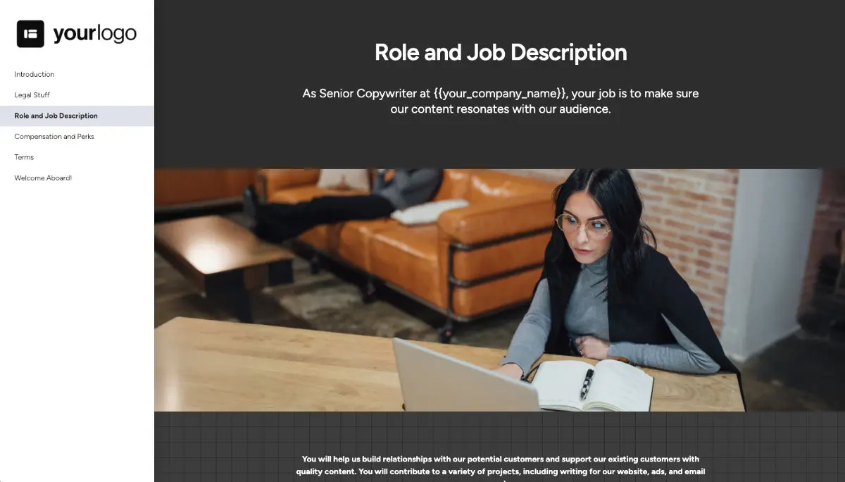 Senior Copywriter Job Offer Template - Pre-Written Job Description
