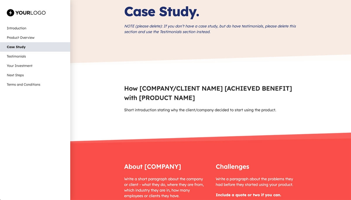 General Product Proposal Template - Orange - A case study