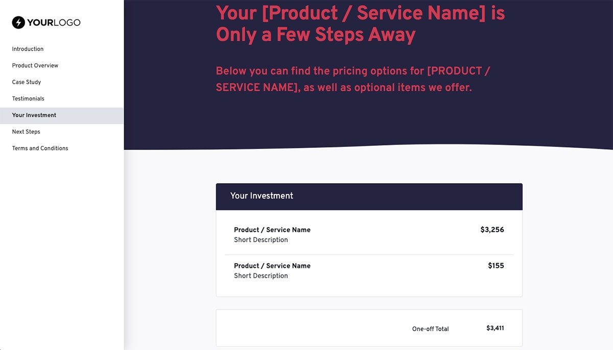 General Product Proposal Template - Deep Purple - Pricing