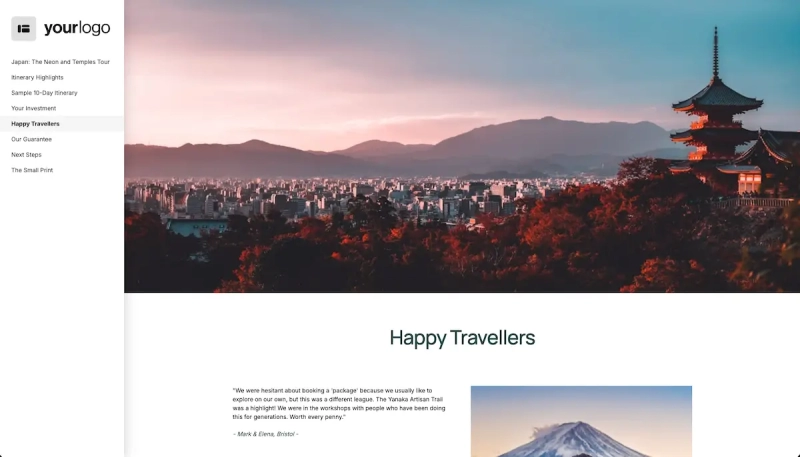 Travel Agency Proposal Template - Traveler testimonials