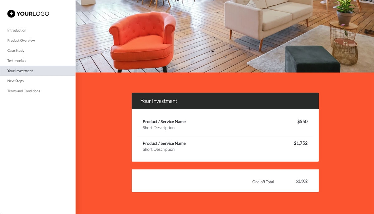 General Product Proposal Template - Bright Orange - Pricing