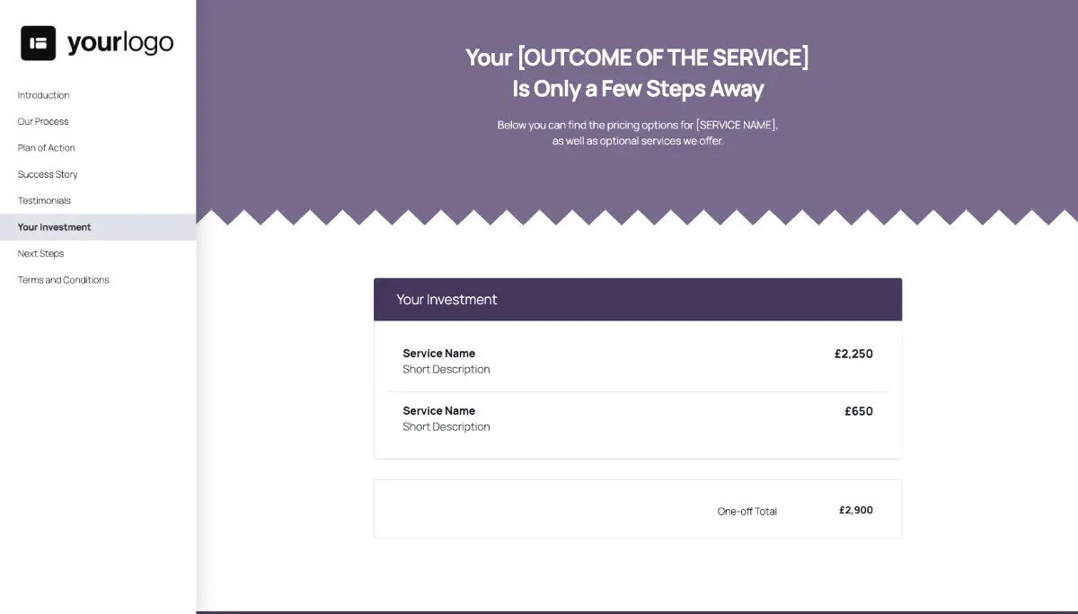 General Service Proposal Template - Purple Slide 7