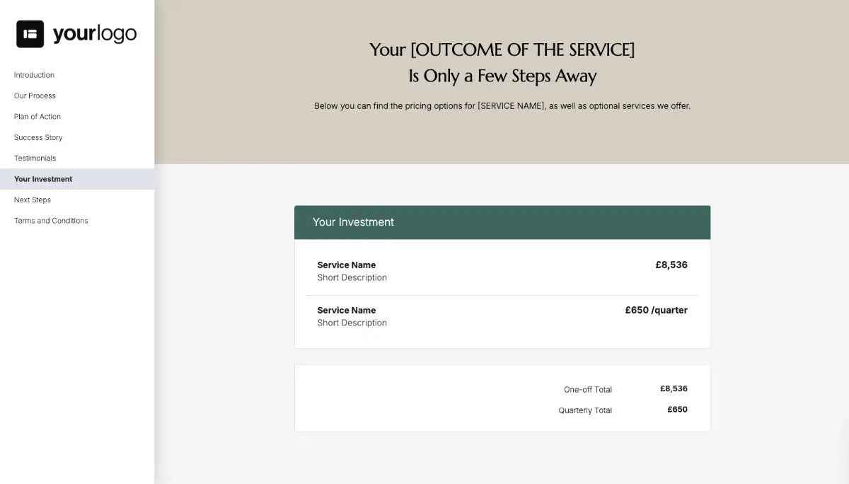 General Service Proposal Template - Green Brown Slide 7