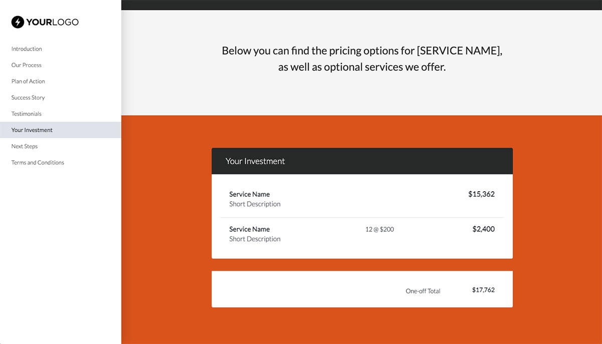 General Service Proposal Template - Dark Gray - Pricing