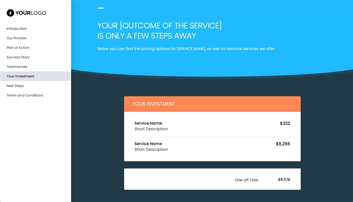 General Service Proposal Template - Cyan - Pricing