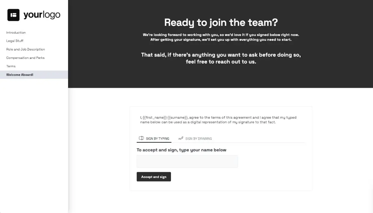 Website Designer Job Offer Template - Accepting the Offer Digitally