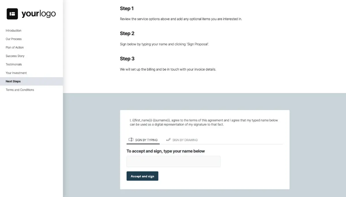 General Service Proposal Template - Very Dark Blue - Next steps