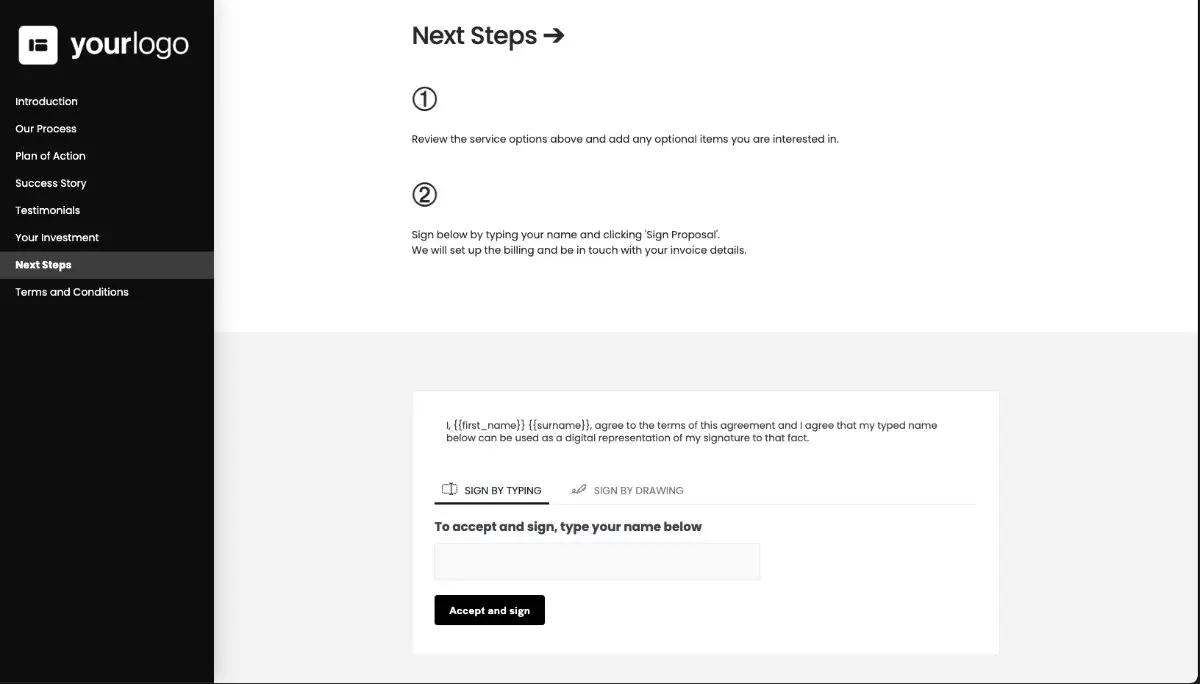 General Service Proposal Template - Black and White Slide 8