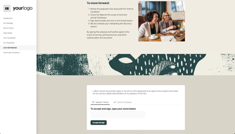 Law Firm Proposal Template - Next steps with digital signing