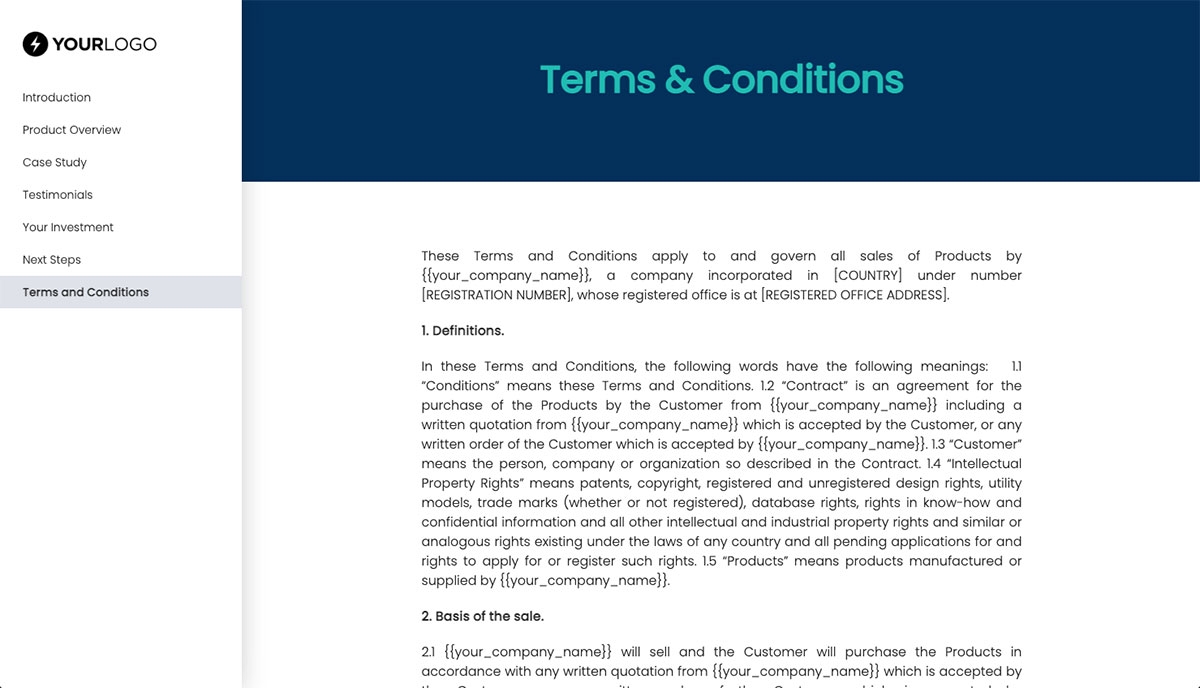 General Product Proposal Template - Cyan - Terms and conditions