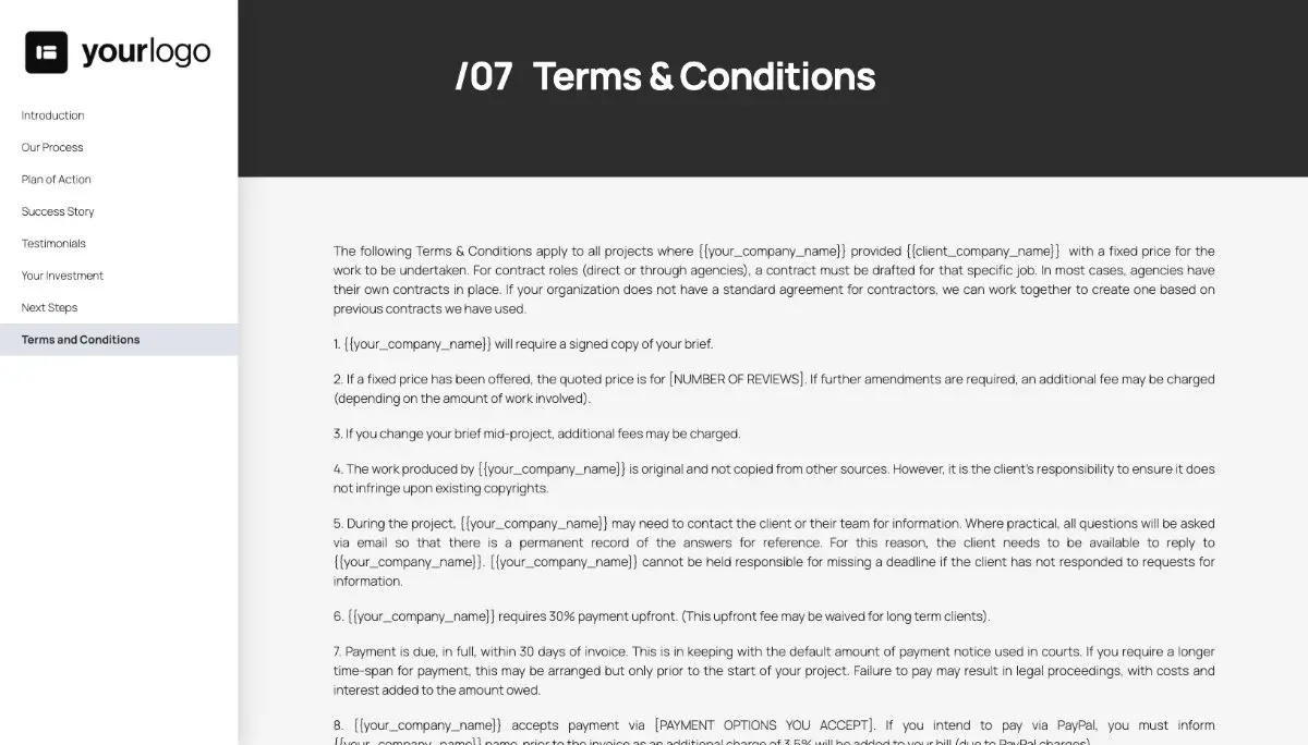 General Service Proposal Template - Dark Gray Slide 9