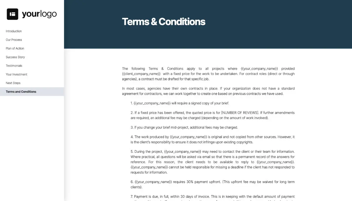 General Service Proposal Template - Very Dark Blue Slide 9