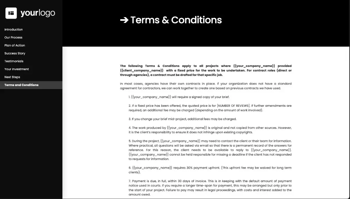 General Service Proposal Template - Black and White Slide 9