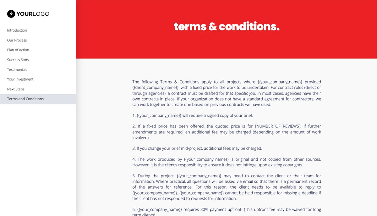 General Service Proposal Template - Bright Red - Terms and conditions