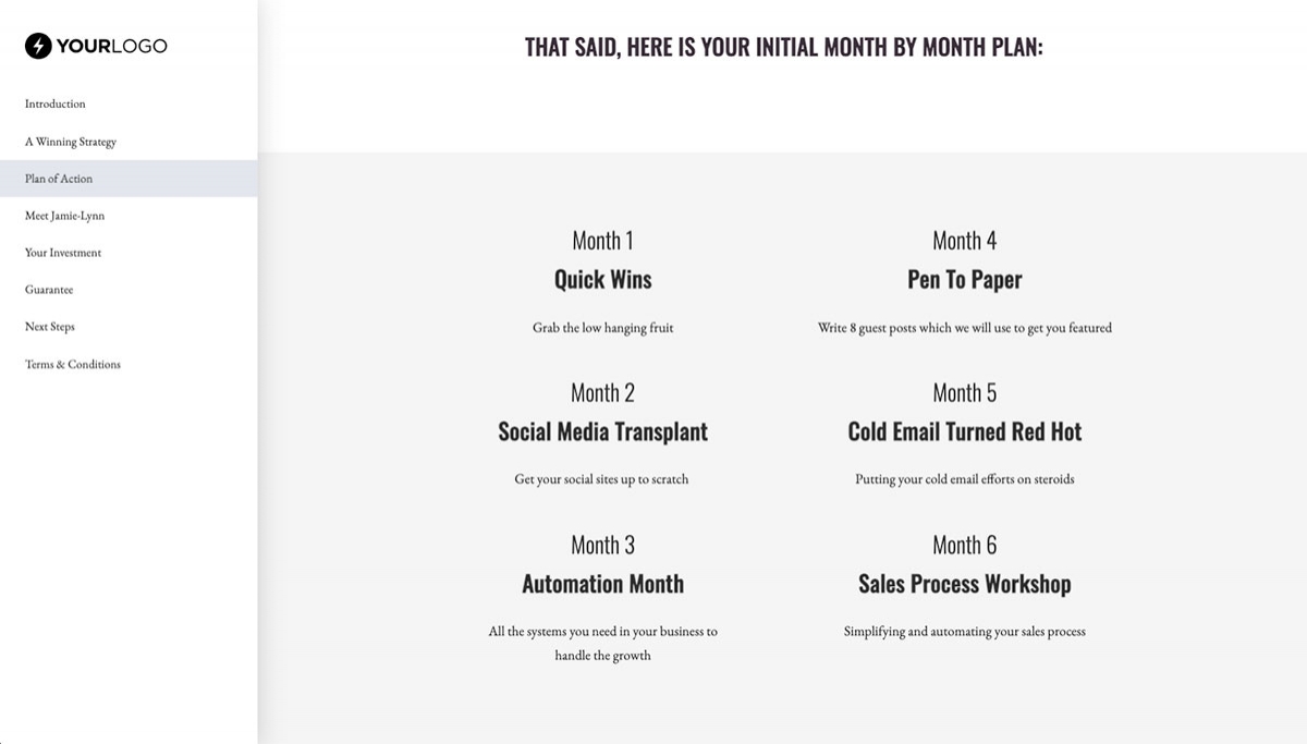 Business Coaching Proposal Template - Process and timescales