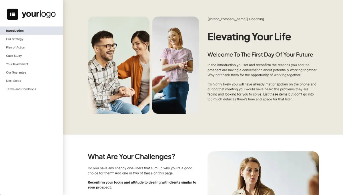 Coaching Proposal Template - Pre-written services section